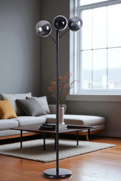 Lumexx KÜRE 3 LÜ SİYAH LAMBADER FÜME CAMLI ürün görseli