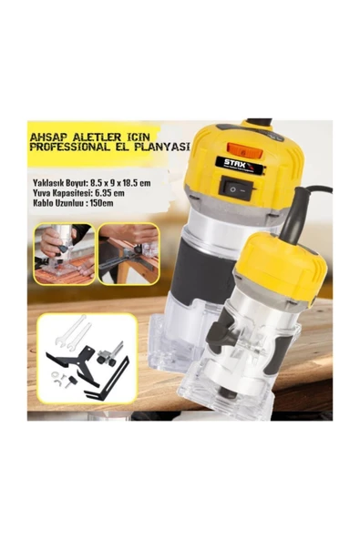 STAXX POWER Staxx Pro Devir Ayarlı 1200w Formika Traşlama Freze Makinesi 6mm Pens 2 Yıl Garantili - Resim 5