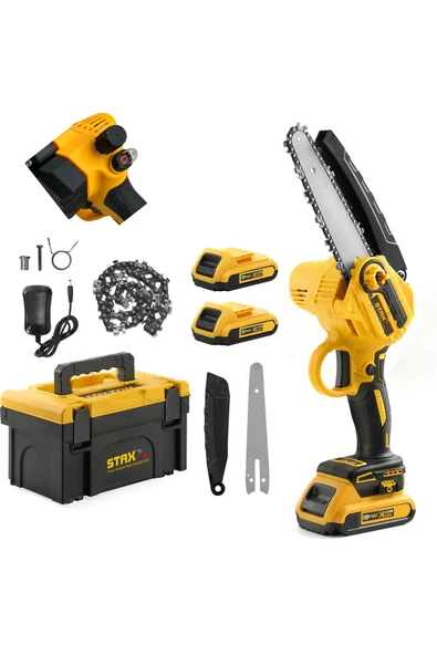 staxx 21V 3Ah Super Seri Çift Akülü 18 cm Pala Dal Budama Bıçkı Makinası Yağ Pompalı Seri Kullanım - Resim 2