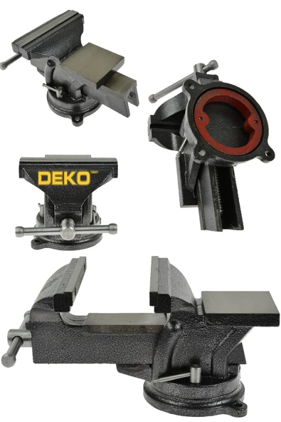 DEKO TURKEY Premium 125mm 5" 360 Dönerli Taban Özel Alaşım Paslanmaz Çelik Sabit Tezgah Masa Mengenesi Örslü ürün görseli