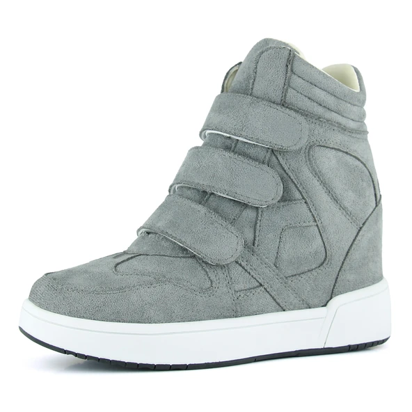 Erkan Saçmacı Talvi Gri Süet Yuvarlak Burun Cırt Cırtlı Gizli Dolgu Topuklu Günlük Bot ürün görseli