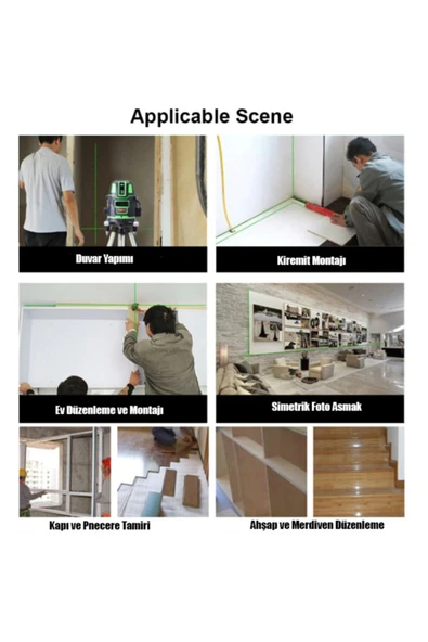 STAXX POWER Germany Tek Akülü Otomatik Hizalamalı 360° Çantalı Yatay Dikey Çok Fonksiyonlu Lazer Metre - Resim 7