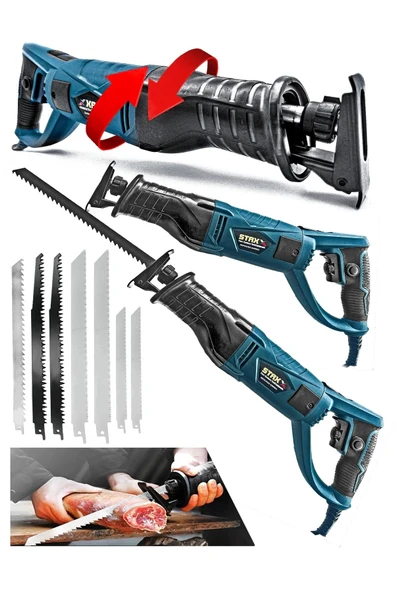 STAXX POWER St1845 4500w Devir Ayarlı 180° Döner Başlıklı Tilki Kuyruğu Ahşap Metal Kemik Et Kesme + 7 Bıçak - Resim 2