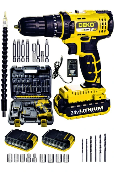 DEKO TURKEY Ecd-dkt-1069 24v Çift Akülü Şarjlı Vidalama Darbeli Matkap Çantalı Set + 24parça Usta Seti ürün görseli 1