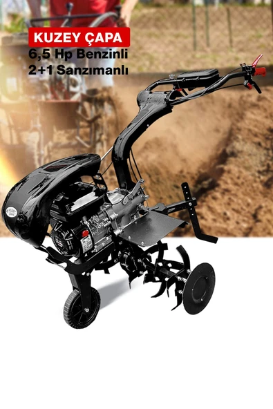 KUZEY ÇAPA 2+1 URAS Serisi K75X Titanyum Şanzıman 6.5HP Benzinli Çapalama Makinesi Bıçak ve Tekerlekler Dahil - Resim 5