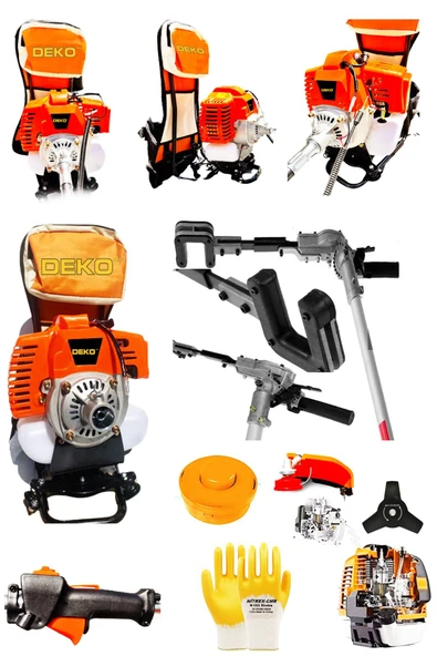 DEKO TURKEY Çelik Mil 3.4 Hp 63cc Sırt Tipi Benzinli Motorlu Tırpan Çayır Ot Biçme Makinesi + Zeytin Silkeleme ürün görseli