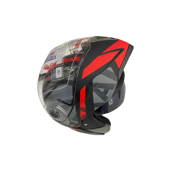 JK20 Çene Açılır Güneş Vizörlü Motosiklet Kaskı Kırmızı XL Beden Baş Çevresi: 61-62CM - Resim 2