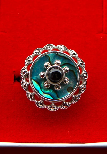 925 Ayar Gümüş Kadın Yüzük sy00098 - Resim 7