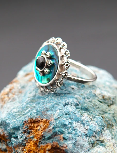 925 Ayar Gümüş Kadın Yüzük sy00098 - Resim 6