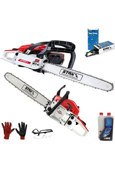 STAXX POWER American Ağaç Odun Dal Kesme Makinesi Motorlu Benzinli Testere 52cc 4.3 Hp Yağ + Yedek Zincir - Resim 2