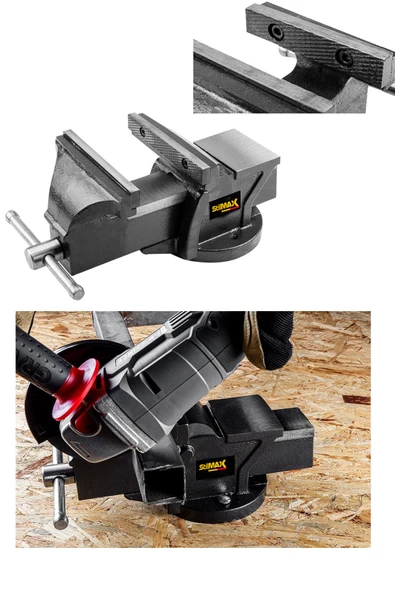 stilmax Germany Pro 80mm 3" Sabit Tabanlı Özel Alaşım Paslanmaz Çelik Sabit Tezgah Masa Mengenesi Örslü ürün görseli