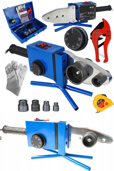 DEKO TURKEY 2000Watt Çift Rezidanslı Hava Soğutmalı Isı Ayarlı PPRC Plastik Boru Kaynak Makinesi + Makas Metre ürün görseli 1