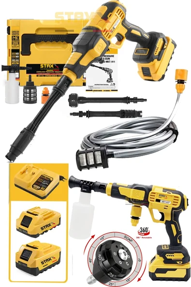 STAXX POWER 21500WH Kömürsüz Titanyum Motorlu Çift Akülü Yüksek Basınçlı Oto Araç Bahçe Yıkama Tabancası Seti ürün görseli