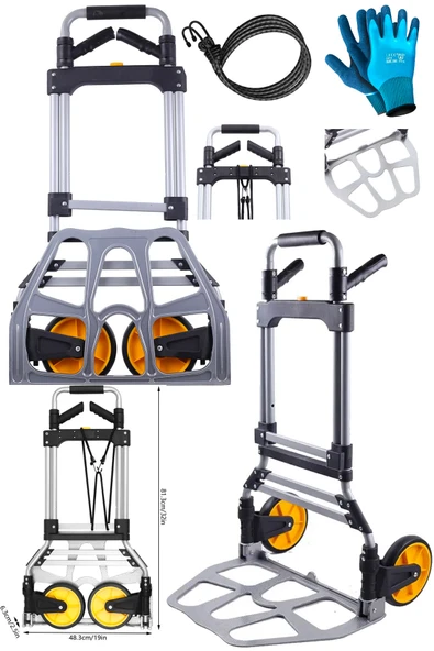 DEKO TURKEY XL Büyük Boy 150kg Kapasiteli Katlanır El Arabası Teleskopik 360° Döner Kol ve Kaymaz Tekerlekler ürün görseli