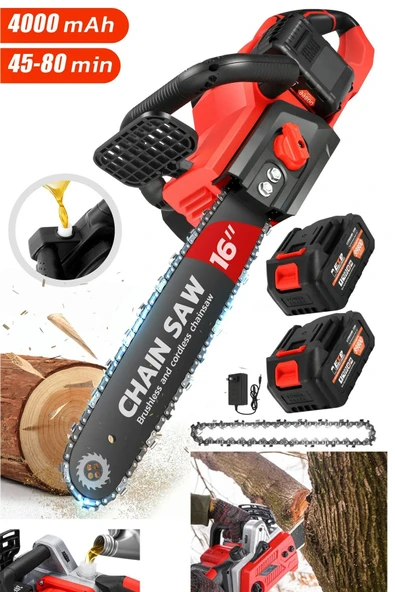 DEKO TURKEY Yüksek Performans Kömürsüz Motor Otomatik Yağlamalı Dal Budama Ağaç Kesme Çift Akü ve Lityum Batarya - Resim 2