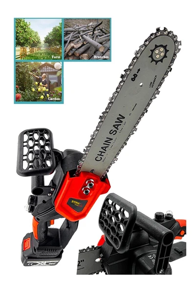 STAXX POWER Yağ Pompalı Metal Dişli Şanzuman 58V 10AH x2Akülü Dal Kesme Budama Testere Bıçkı Makinesi Uzun Pala - Resim 2