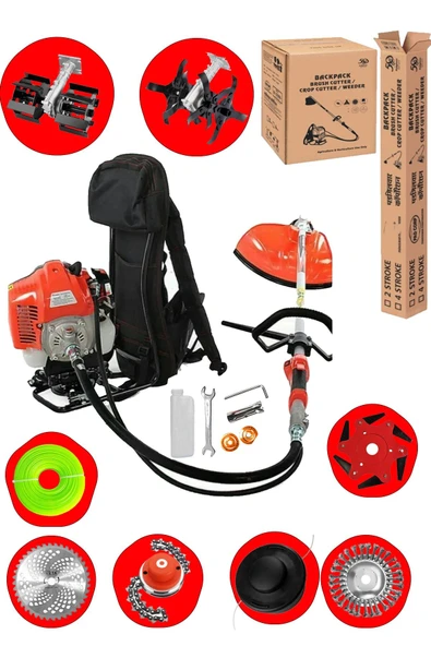 DEKO TURKEY 8 Başlıklı Arazi Seti 20HPX Sırt Tipi Tırpan Çim Ot Çalı Tırpanı Akrobat Çapalama Toprak Eşeleme - Resim 2