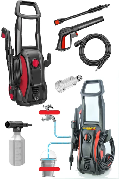 stilmax Germany Yüksek Performans BL Motor Bakır Sargılı 150Bar Basınçlı Oto ve Bahçe Yıkama Makinesi - Resim 2