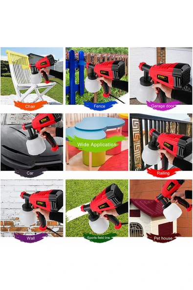 STAXX POWER Germany Yüksek Güçlü Boya Ilaç Dezenfektan Püskürtme Makinesi Elektrikli Sprey Boya Tabancası 800 W - Resim 4