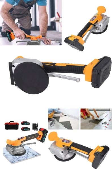 DEKO TURKEY Çift Akülü Torklu Seramik Tutma Vantuzu Vibrasyonlu Fayans Döşeme Taşıma Vantuzu Çantalı Set - Resim 2