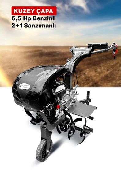 KUZEY ÇAPA 2+1 URAS Serisi K75X Titanyum Şanzıman 6.5HP Benzinli Çapalama Makinesi Bıçak ve Tekerlekler Dahil - Resim 3