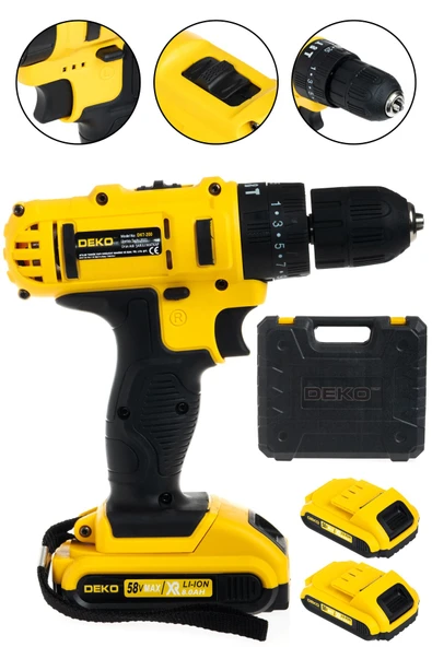 DEKO TURKEY Hybrid Tech 58 V 8 Ah Şarjlı Matkap Vidalama Panasonic Akü Çift Şanzımanlı Çift Akülü Şarjlı Matkap ürün görseli 1