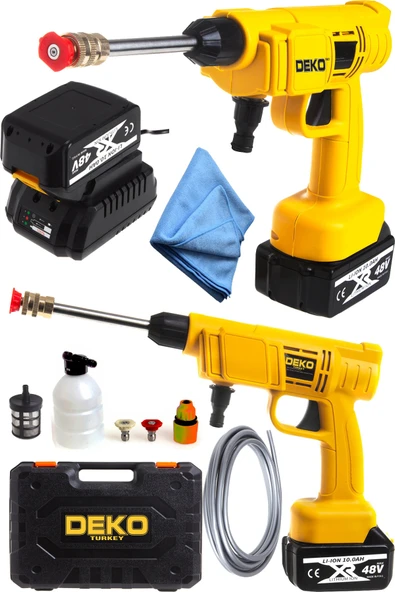 DEKO TURKEY Akülü 60bar Yüksek Basınçlı Oto Yıkama Klima Temizleme Makinesi 48v + Kurulama Bezi ürün görseli 1