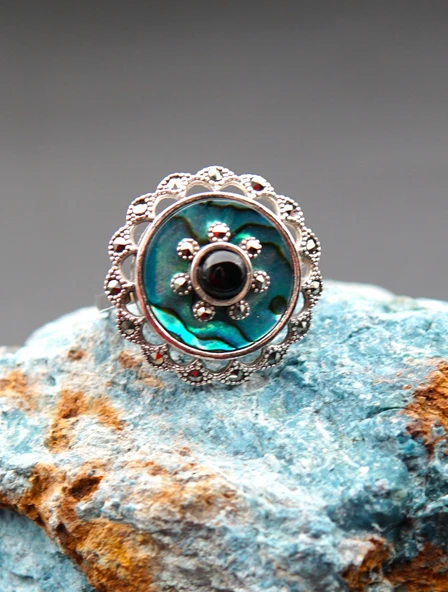 925 Ayar Gümüş Kadın Yüzük sy00098 - Resim 4