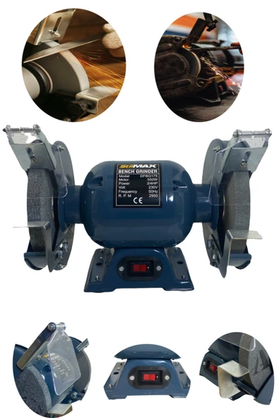 stilmax Germany Type 175mm 550watt Tezgah Üstü Taşlama Bakır Sargı Bıçak Balta Bileme Çark Taşı Taş Motoru - Resim 2