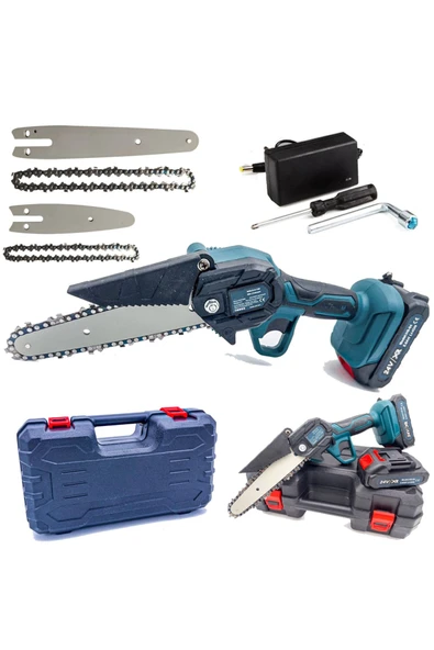 DEKO TURKEY 24v 5ah 2000w Çift Akülü 10-15cm Uzun Kısa Pala 2x Zincir Şarjlı Dal Kesme Budama Bıçkı Testeresi ürün görseli 1