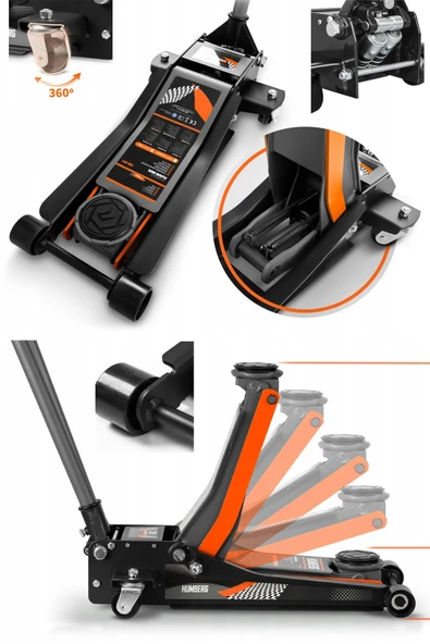 stilmax Çift Piston Sistemi: 3 Ton Paslanmaz Güçlendirilmiş Alçak Şase Ağır Hizmet Tipi Garaj Krikosu 47Cm - Resim 3