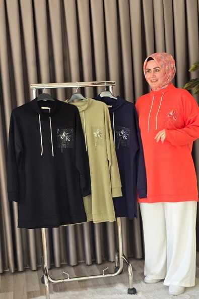 Kadın Giyim Modal Sırtı Nakışlı Tunik - Resim 7