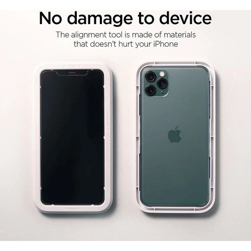 Spigen Apple iPhone 11 Pro / iPhone XS / iPhone X Cam Ekran Koruyucu Kolay Kurulum AlignMaster Full Cover Black / Siyah - AGL00114 - 3