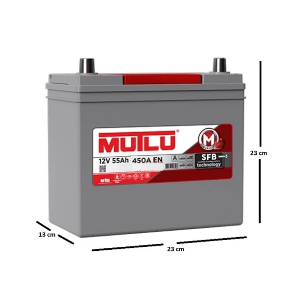 Mutlu 12 V 55 Ah Amper 450 A EN  SFB Seri 3 Akü - 2025 ürün görseli 1