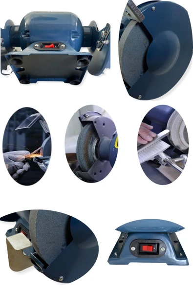 stilmax Germany Type 200mm 650watt Tezgah Üstü Taşlama Bakır Sargı Bıçak Balta Bileme Çark Taşı Taş Motoru - Resim 3