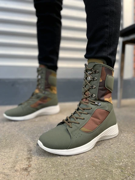 JET-799 Verton Bağcıklı Ortopedik Taban Günlük Cilt Erkek Askeri Postal Bot CBT Haki - Resim 2