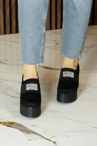 Erkan Saçmacı Himani Siyah Süet Yuvarlak Burun Gümüş Detaylı Gizli Dolgu Topuklu Günlük Ayakkabı - 4