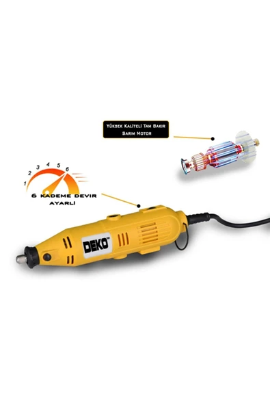 DEKO TURKEY 405parça Devir Ayarlı Gravür Oyma Makinesi Dremel Taşlama Zımpara Kesme Seti 450w Ecd-dkt-450gravür - Resim 3