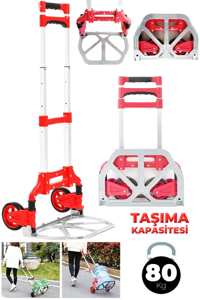 STAXX POWER Ft80eb 80kg Kapasiteli Teleskopik, Katlanır El Arabası Koli Yük Paket Taşıma El Arabası 80kg ürün görseli