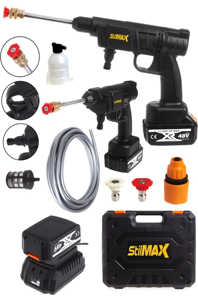 stilmax Stm48cw Brushless Motor Yüksek Basınçlı Oto Yıkama Makinesi Akülü Su Tabancası 55 Bar 48v 10ah ürün görseli