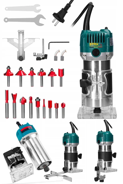 STAXX POWER 3500 Watt Mini Freze Formika Traşlama Makinesi 6mm Pens (Devir Ayarsız) + 12 Parça Freze Ucu ürün görseli