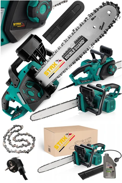 STAXX POWER 5000W Extra Güçlendirilmiş Elektrikli Odun Kesme Ağaç Odun Hızar Budama Testeresi + Yağ Hediyeli - 1