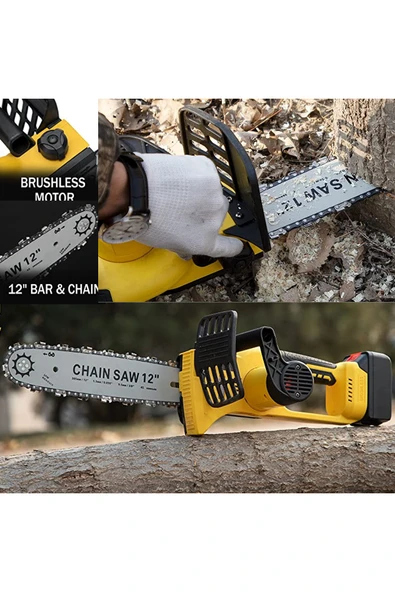 stilmax Yağ Pompalı Kömürsüz Motorlu Otomatik Seri Çift Akülü Dal Budama Testere Bıçkı Makinesi 35cm Palalı - Resim 4