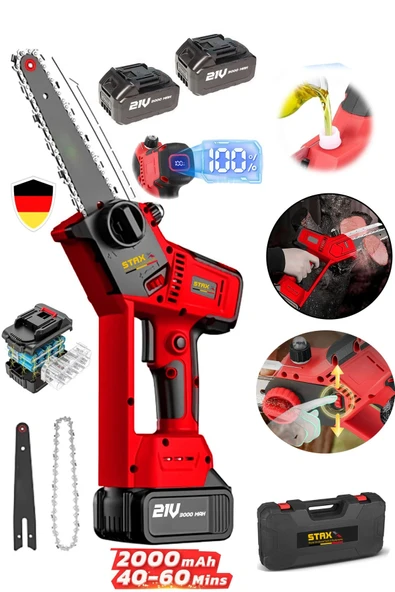 STAXX POWER Staxx Akülü Dal Budama Kesme Testeresi  10Pilli Lityum Batarya Dijital Göstergeli Güçlü Performans ürün görseli 1