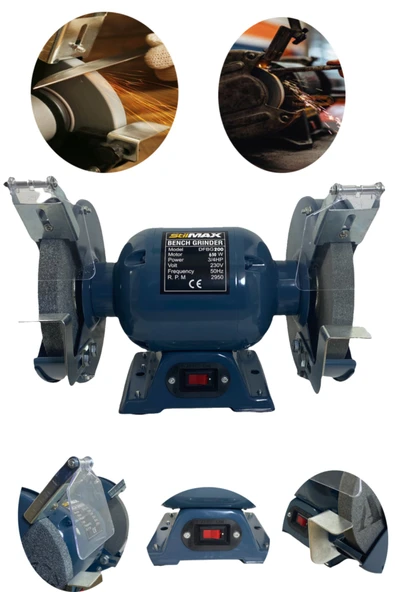 stilmax Germany Type 200mm 650watt Tezgah Üstü Taşlama Bakır Sargı Bıçak Balta Bileme Çark Taşı Taş Motoru - Resim 2