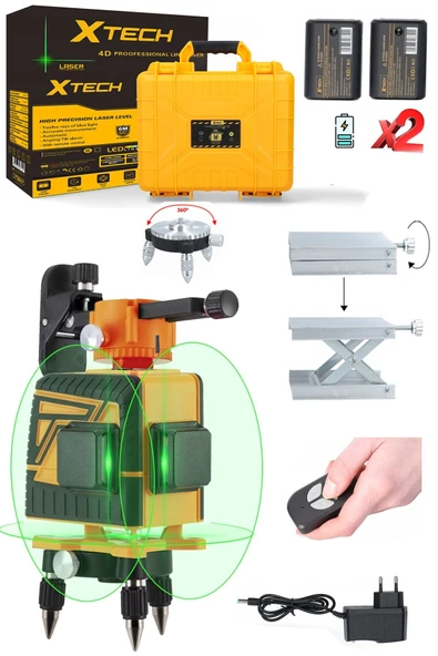stilmax Yüksek Hassasiyetli x2 Çift Akülü Lazer Hizalama Makinesi 12 Çizgi Yeşil Lazer Işınlı Kumandalı Set ürün görseli 1