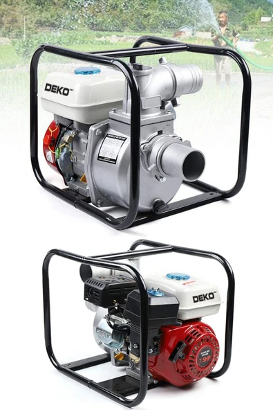 DEKO TURKEY Dkt201p 50mm 2 Parmak Metal Çift Çarklı Benzinli Su Pompası Motopump 7.5hp Güçlü Motor 7mt Emiş - Resim 2