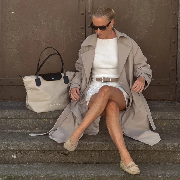 BONHEUR N 7  Kanvas Çanta- Stone Gray - Resim 6