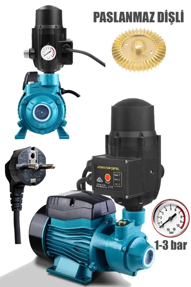 DEKO TURKEY Elektrikli 220V Otomatik Sistem Metal Dişli 2 Kat 2 Daire Su Pompası 0.50HP Ev Tipi Paket Hidrofor - Resim 2