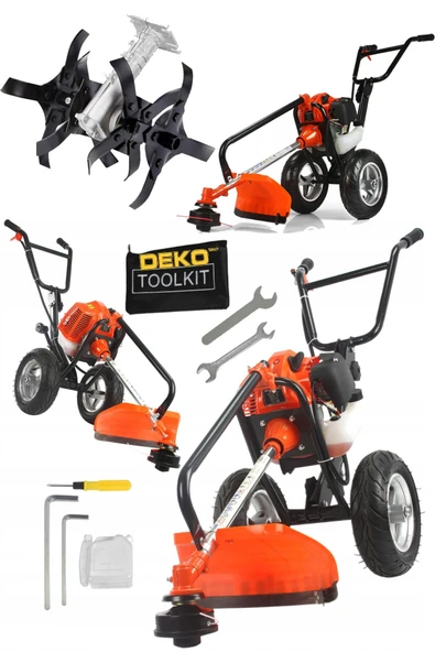 DEKO TURKEY Muhteşem İkili Set Çapalama Makinesi + Arabalı  Tekerlekli Tırpan Ot Biçme Çapalama Belleme Makinesi ürün görseli